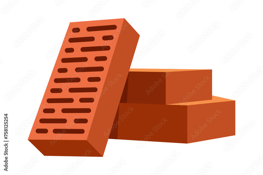 Building material. Red brick. Cartoon supplies for buildings works. Construction concept. Illustration can be used for construction sites or illustrate renovation works