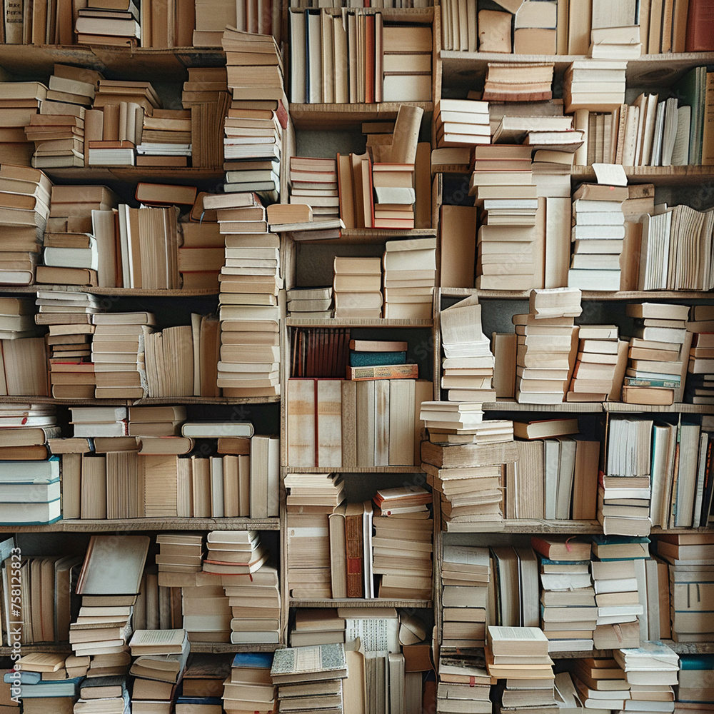 Stack of books arranged in a mesmerizing pattern Stack of books arranged in a mesmerizing pattern
