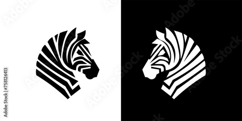 Vector illustration of a zebra portrait in a minimalist style for a logo