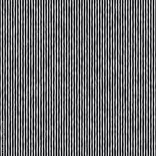 Seamless striped geometric pattern with hand-drawn style diagonal irregular parallel vertical black lines on a white background.  Monochrome linear texture. Vector illustration.