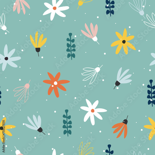 Cute hand drawn vintage floral pattern seamless background vector illustration for fashion,fabric,wallpaper and print design 