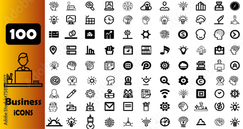 Mega set of icons, 100 Trendy Icons, life, finance, Business, e-commerce. Big Bundle, Vector Designs