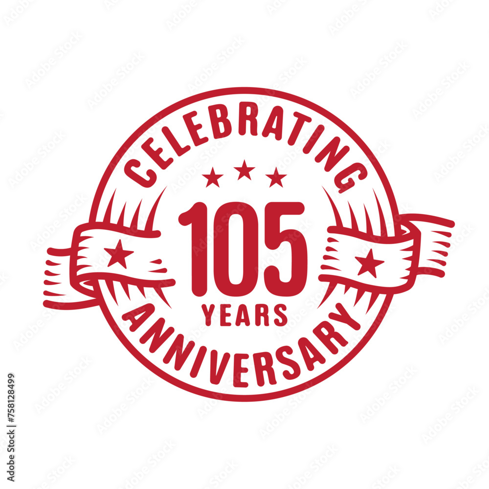 105 years logo design template. 105th anniversary vector and illustration.
