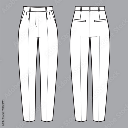 Technical sketch of classic pants fit bottom