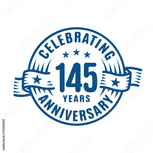 145 years logo design template. 145th anniversary vector and illustration.