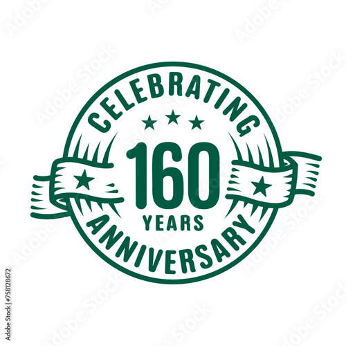 160 years logo design template. 160th anniversary vector and illustration.
