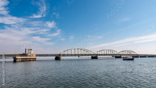 Oddesund Bridge linking Jutland mainland and Thyholm over Oddesund Strait in Limfjord, Midtjylland, Denmark © TasfotoNL