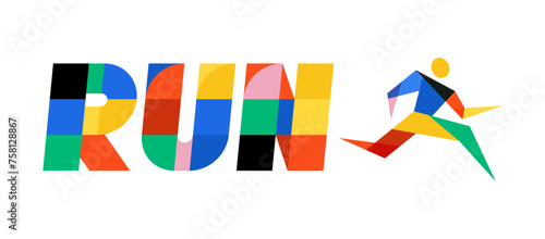 Run, Marathon concept design. Geometric colorful modern design