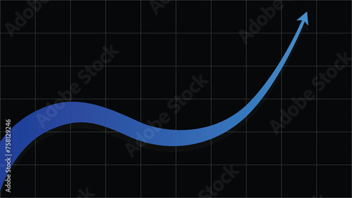 flexible arrow moves upwards smoothly, dark background, arrow graph going up, improvement, economy boom, finances increasing, businesses profit, stocks rising, forex profit