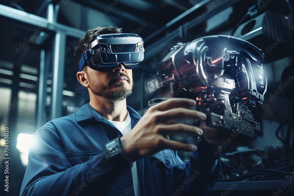 Futuristic cyberspace cyberpunk person wearing headset for metaverse generative ai gamer player Futuristic cyberspace cyberpunk person wearing headset for metaverse generative ai gamer player