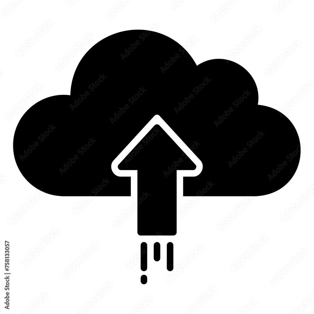 Icon of uploading data into cloud computing Icon of uploading data into cloud computing