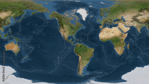 Fototapeta Naklejka Na Ścianę i Meble -  Caribbean plate - global map. Patterson Cylindrical. Satellite