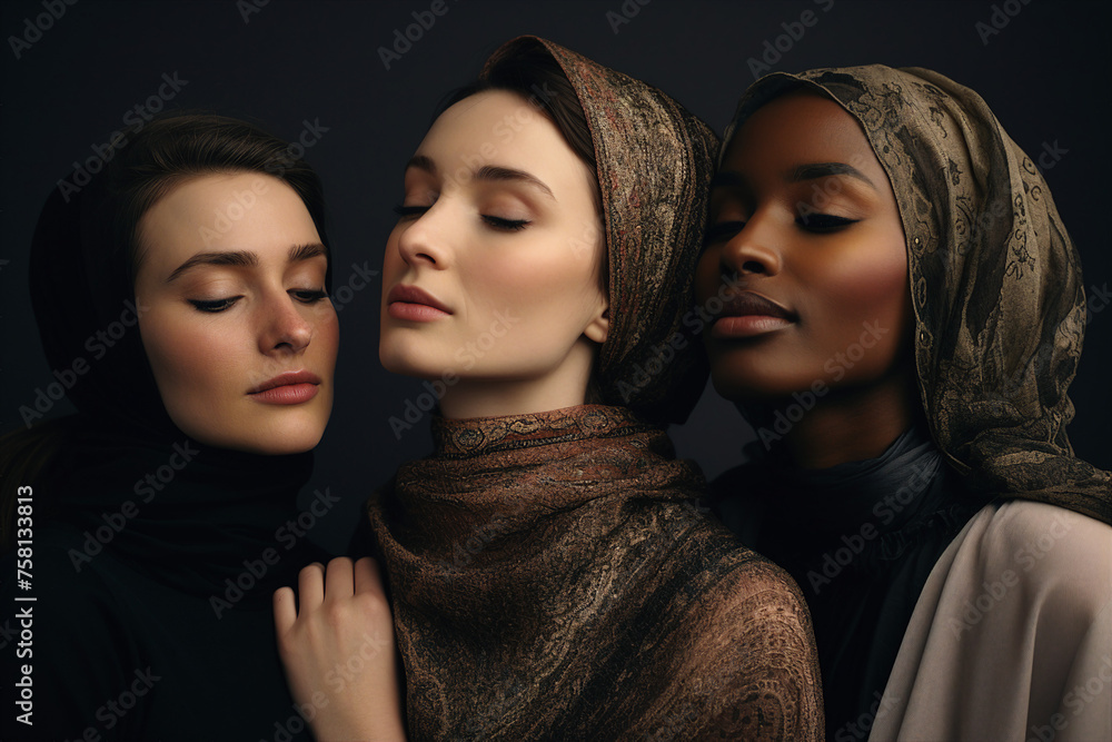 Beautiful woman with natural beauty celebrating international women day Generative AI conceptual collage Beautiful woman with natural beauty celebrating international women day Generative AI conceptual collage