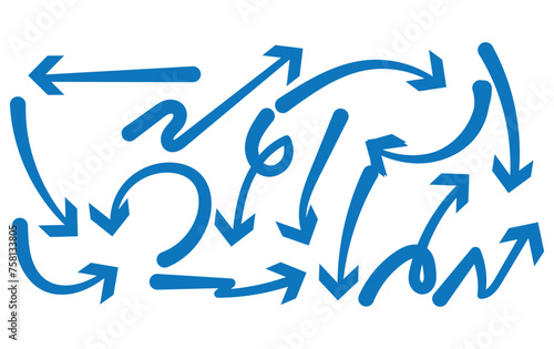 Set of Hand drawn vector arrows doodle on white background .design element vector illustration.