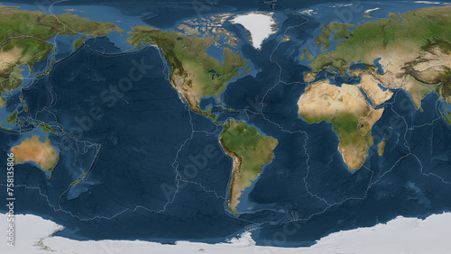 Fototapeta Naklejka Na Ścianę i Meble -  North Andes plate - global map. Patterson Cylindrical. Satellite