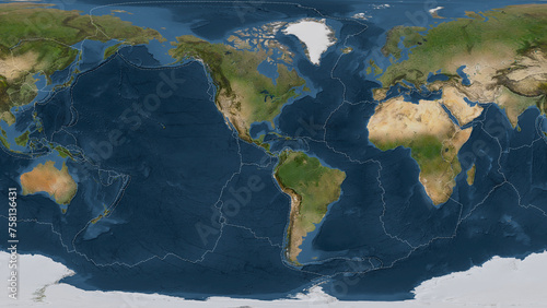 Panama plate - global map. Patterson Cylindrical. Satellite