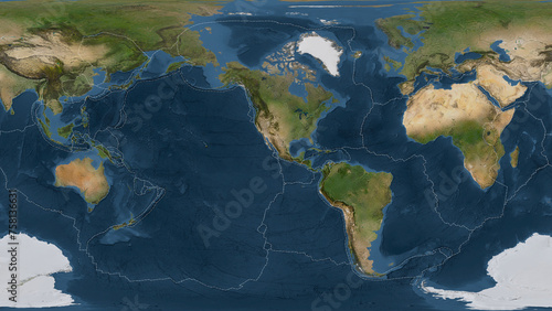 Fototapeta Naklejka Na Ścianę i Meble -  Rivera plate - global map. Patterson Cylindrical. Satellite