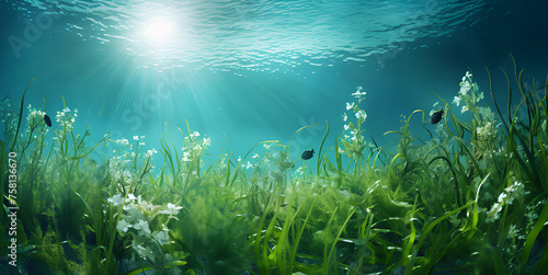 Oceanic Serenity Vibrant Seascapes And Marine Life In The Summer Underwater World Background .HD 8K wallpaper 