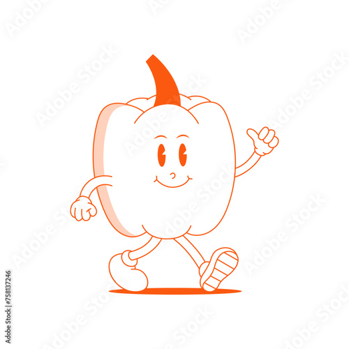 Paprika Retro Mascot. Funny cartoon character of Paprika.