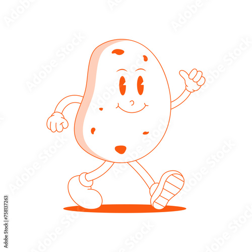Potato Retro Mascot. Funny cartoon character of Potato.