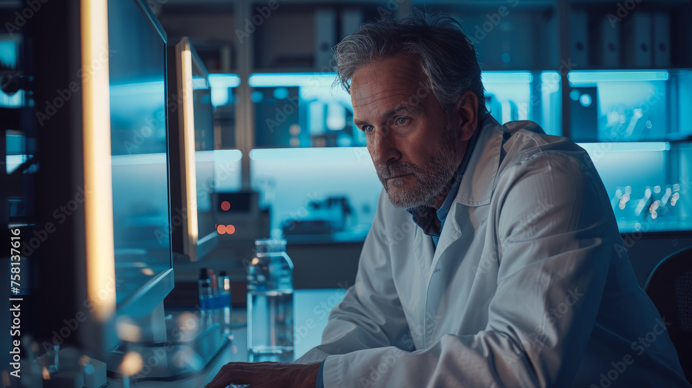 Mature scientist working in lab Mature scientist working in lab