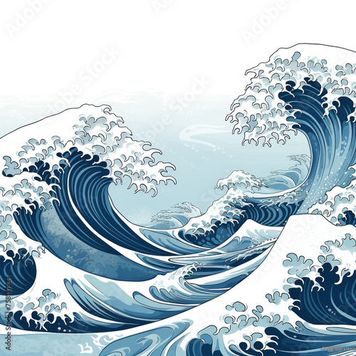 Blue background with white waves created with Generative Ai