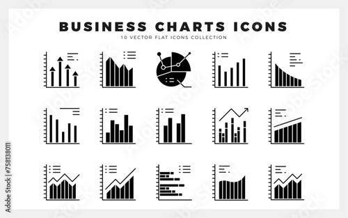 15 Business Chart and Diagram Glyph icon pack. vector illustration.