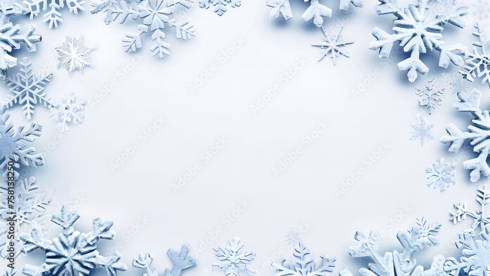 White background with snowflakes on the borders. White background with snowflakes on the borders.