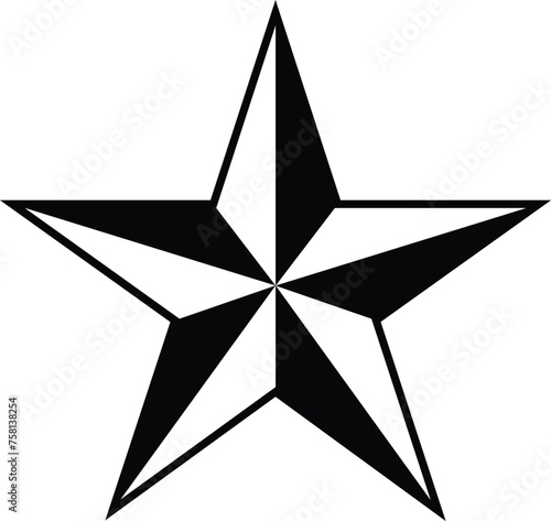 Black White Nautical Star Five Pointed Vector EPS PNG Clip Art No Transparent Background