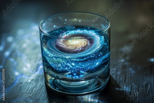 Ethereal galaxy captured within a miniature glass container
