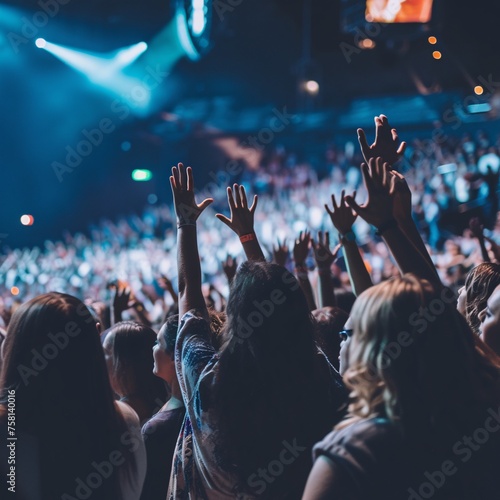 A joyful assembly group of crowd enjoy a concert © Multiverse