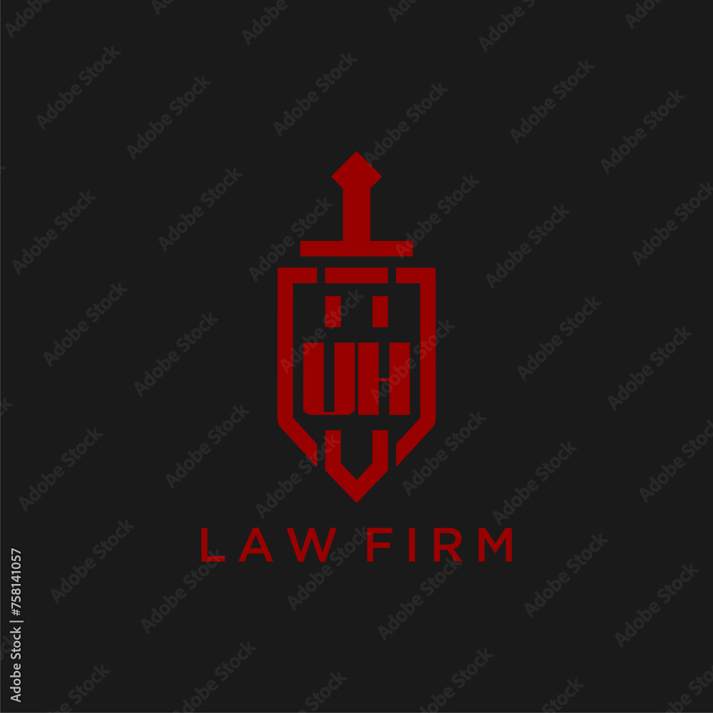 UH initial monogram for law firm with sword and shield logo image UH initial monogram for law firm with sword and shield logo image
