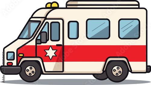Ambulance Van Waiting for Call Vector Illustration