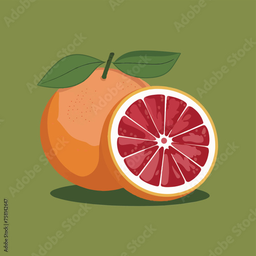 Flat Design Vector Illustration of Grapefruit - Fresh and Vibrant Fruit Concept for Graphic Projects