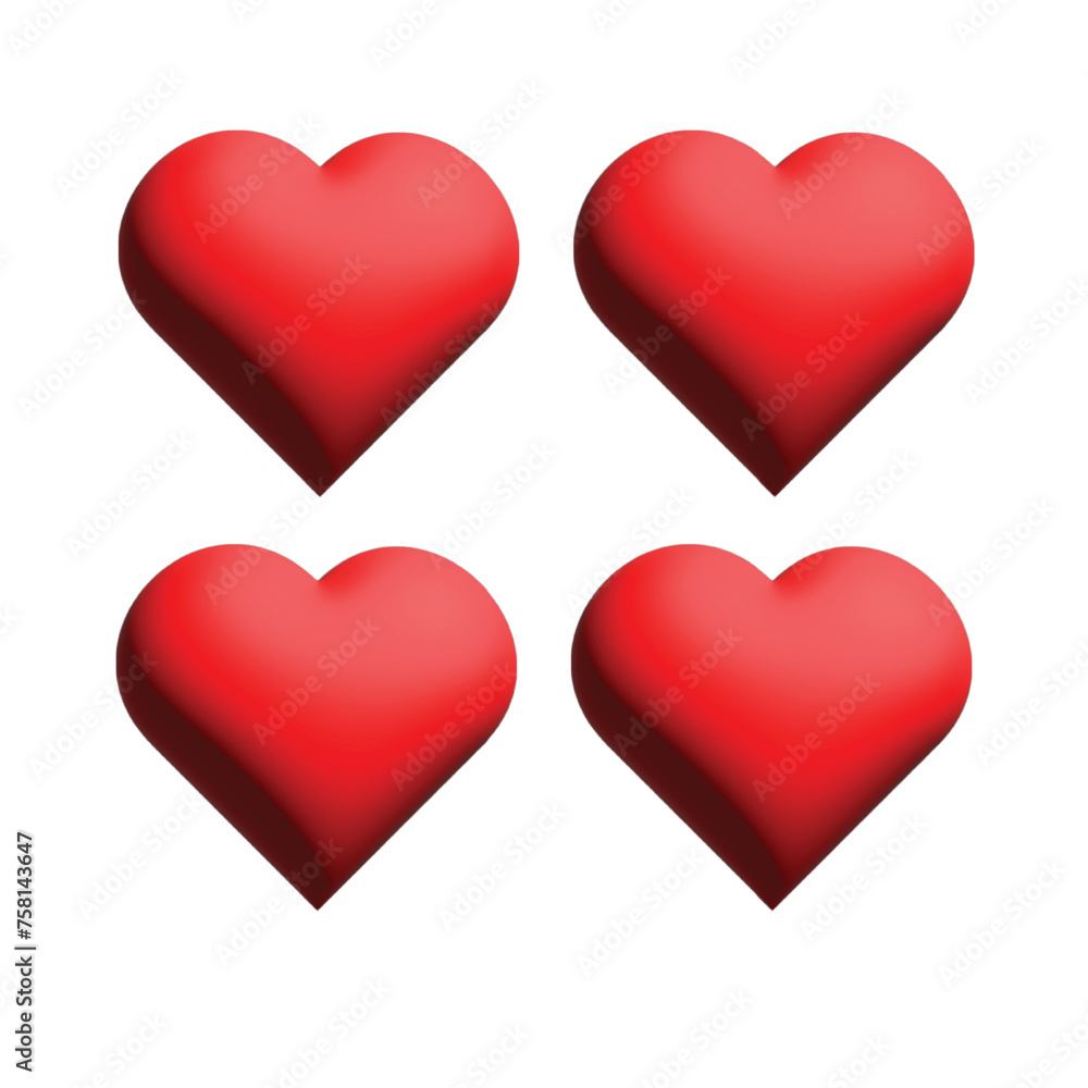 Love Icon Set with 3D Heart Icon Illustrations Love Icon Set with 3D Heart Icon Illustrations