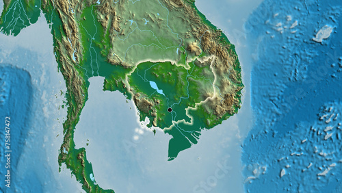 Shape of Cambodia. Glowed. Physical.