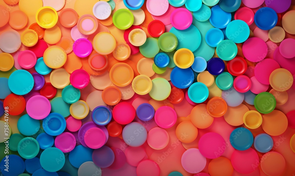 abstract background of colorful circles, 3d render, square image