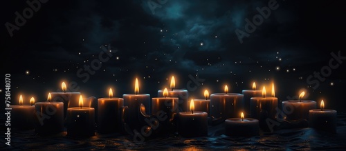 Dark Background with Illuminated Candles