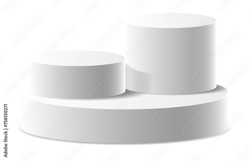 3 white podiums and 2 layers and close up on transparent background 3 white podiums and 2 layers and close up on transparent background