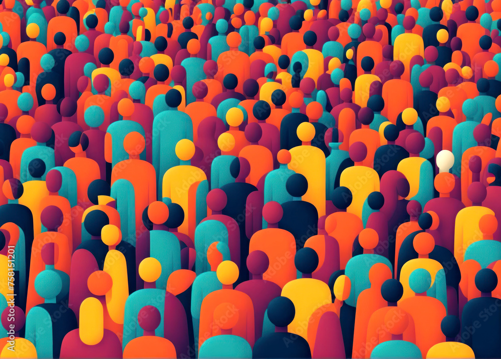 Crowd of people in different color and ethnicity. Vector illustration. Multiculturalism.
Crowd of people in different color and ethnicity. Vector illustration. Multiculturalism.