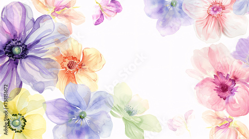 Set of various beautiful flowers on a white background, Generative AI.