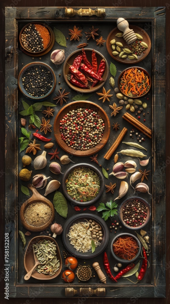 A Painting of Spices and Spices in Bowls
