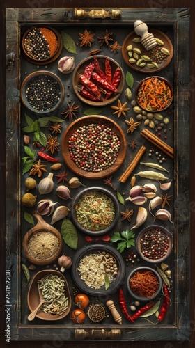 A Painting of Spices and Spices in Bowls