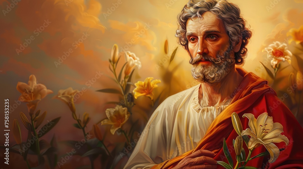 Fototapeta premium Greeting Card and Banner Design for Social Media or Educational Purpose of National St Joseph Day Background