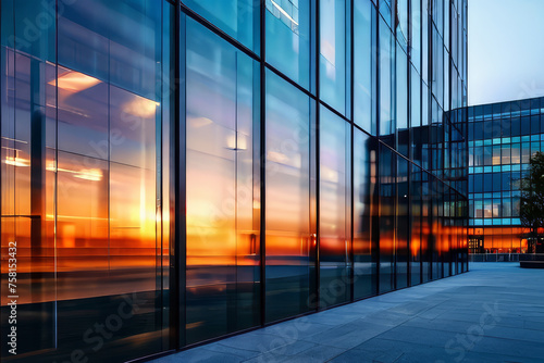 Blurred glass wall of modern business office building use for background in business concept  business office background
