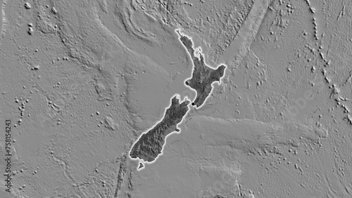 Shape of New Zealand. Glowed. Bilevel.