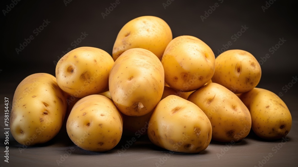 A bunch of fresh raw potatoes. Products from an eco-farm. Environmentally friendly, organic products. A bunch of fresh raw potatoes. Products from an eco-farm. Environmentally friendly, organic products.