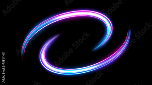 Blue and Purple Light Trails Motion Effect, Mirror Light, Vector Illustration