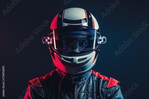 Portrait of racing driver in a helmet