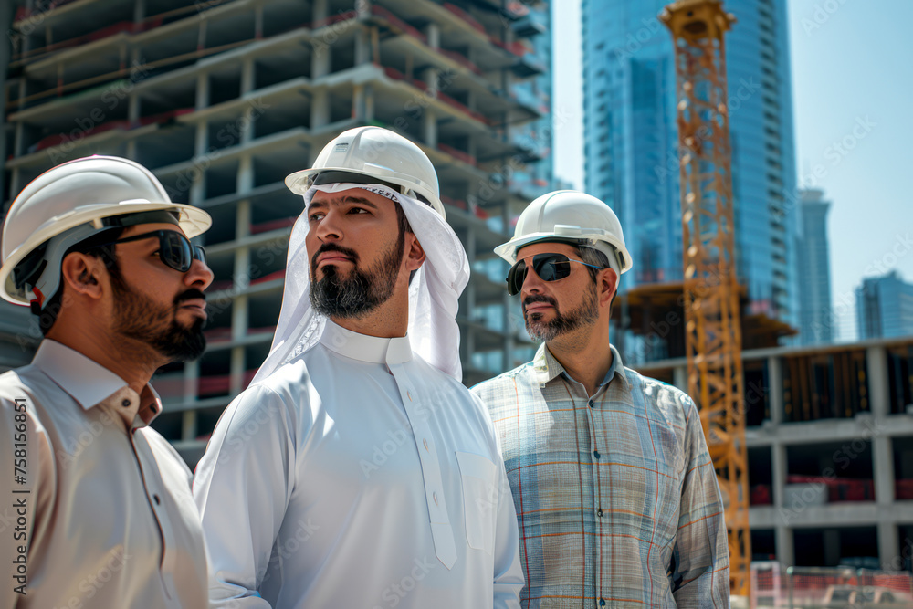 Diverse Collaboration: Muslim Investors and Caucasian Architects Building Skyscraper Together Diverse Collaboration: Muslim Investors and Caucasian Architects Building Skyscraper Together